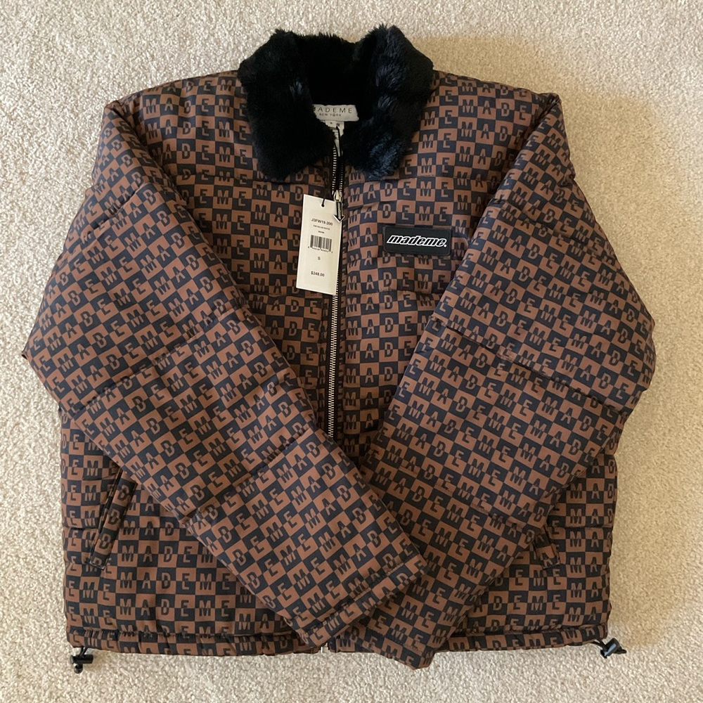 Made Me New York Brown Logo Puffer Jacket